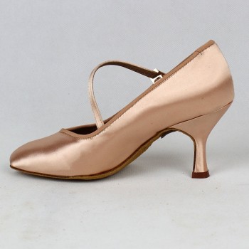 Women Standard Dance Shoes BD 138 ClASSIC Fresh Tan Satin High Low Heel  Ladies Ballroom Dance Shoes Soft Outsole Modern Dance