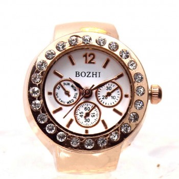 Creative Couple Clock Diamond Dial Watches Lovers Finger Ring Watch Women Men Fashion Elastic Stainless Steel Quartz Watch #LH