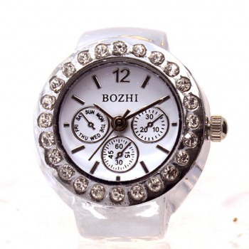 Creative Couple Clock Diamond Dial Watches Lovers Finger Ring Watch Women Men Fashion Elastic Stainless Steel Quartz Watch #LH