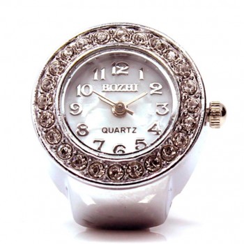 Creative Couple Clock Diamond Dial Watches Lovers Finger Ring Watch Women Men Fashion Elastic Stainless Steel Quartz Watch #LH