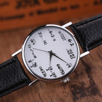 Hot Selling Women Mens Watches Unisex Students Math Formula Clock Leather Band Stainless Steel Dial Quartz Wrist Watch Oct27