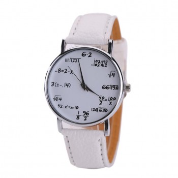 Hot Selling Women Mens Watches Unisex Students Math Formula Clock Leather Band Stainless Steel Dial Quartz Wrist Watch Oct27