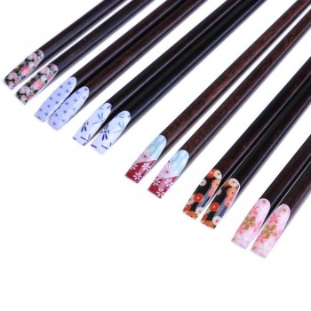 New Popular Japanese Chopsticks Tied Tip Line Natural Wood Chopsticks Sushi Chopsticks Black Iron Wood Students Retro Tableware