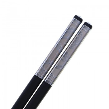 BalleenShiny Alloy Black Dragon Chopsticks Chinese Long Non-Slip Alloy Sushi Hashi Chop Sticks Set Chinese Gifts Tableware