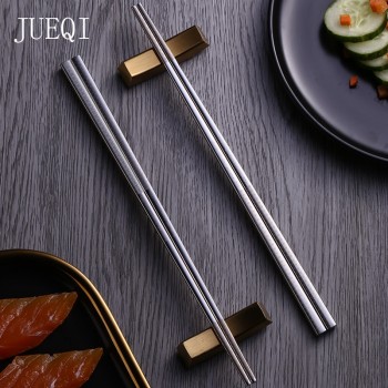 JueQi 304 Stainless Steel Chinese Chopsticks Wheat Straw Portable Travel Chopsticks Kids Reusable Food Sticks For Sushi 1 Pair