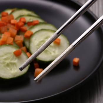 JueQi 304 Stainless Steel Chinese Chopsticks Wheat Straw Portable Travel Chopsticks Kids Reusable Food Sticks For Sushi 1 Pair