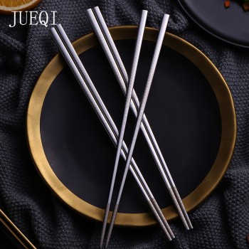 JueQi 304 Stainless Steel Chinese Chopsticks Wheat Straw Portable Travel Chopsticks Kids Reusable Food Sticks For Sushi 1 Pair