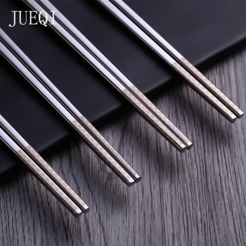JueQi 304 Stainless Steel Chinese Chopsticks Wheat Straw Portable Travel Chopsticks Kids Reusable Food Sticks For Sushi 1 Pair