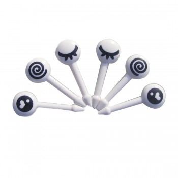 Lovely 10PCs/ Lot Cute Plastic Fruit Toothpick Lovely Eye Cartoon Forks Bento Decorative Tableware Food Picks Fish Fork Dessert