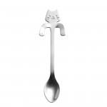 Hot Lovely Stainless Steel Cute Cartoon Cat Handle Coffee Cafe Tea Milk Dessert Spoon Coffee Spoon Drop Shipping - Silver