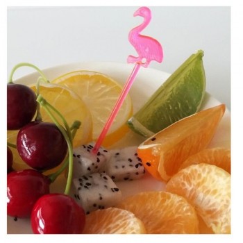 50Pcs Buffet Cupcake Fruit Fork Cake ToothpiDessert Salad Sticks Flamingo Food Picks Cocktail Accessory Skewer Party Supplies