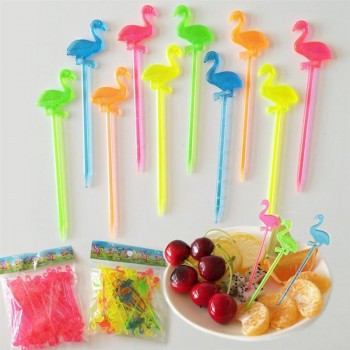 50Pcs Buffet Cupcake Fruit Fork Cake ToothpiDessert Salad Sticks Flamingo Food Picks Cocktail Accessory Skewer Party Supplies