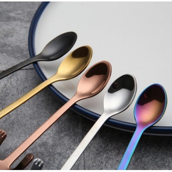 4pcs Stainless Steel Mini Cat Kitten Spoons for Coffee Tea Dessert Drink Mixing Milkshake Spoon Tableware Set Kitchen Supplies