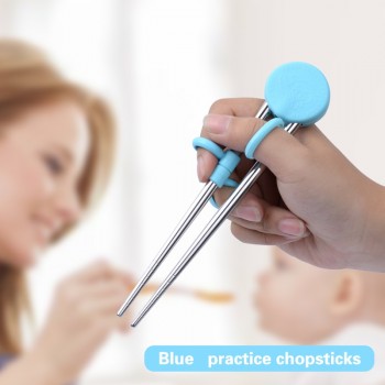 IRONX  Learning Training Chopsticks Stainless Steel  Chop Sticks For Child Enlightenment Cute Pig