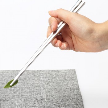 vanzlife food grade top 304 stainless steel tableware chopsticks household metal alloy square chopsticks 1 pair