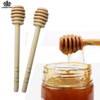 2Pcs Natural Wooden Honey Dipper Wooden Stick Spoon Dip Drizzler Server 16cm Free Shipping
