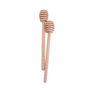 2Pcs Natural Wooden Honey Dipper Wooden Stick Spoon Dip Drizzler Server 16cm Free Shipping