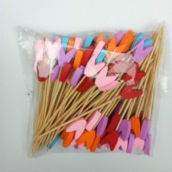 XUNZHE 12Cm 100 Pcs  Colorful heart-shaped Cocktail Drink Stirring Sticks Food Dessert Picks Fruit Fork bento accessories