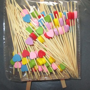 XUNZHE 12Cm 100 Pcs  Colorful heart-shaped Cocktail Drink Stirring Sticks Food Dessert Picks Fruit Fork bento accessories