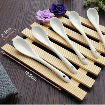 5 pcs Health Porcelain Coffee Spoons Pure White Honey Milk Soup Stir Coffee Spoon Ice Cream Tea spoon Kitchen Tool