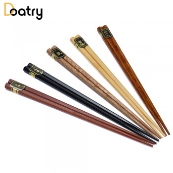 Doatry New 5 Pairs Japanese Korean Reusable Chopsticks Natural Beech Wood Chopsticks Chinese Set Handmade Gift Pack
