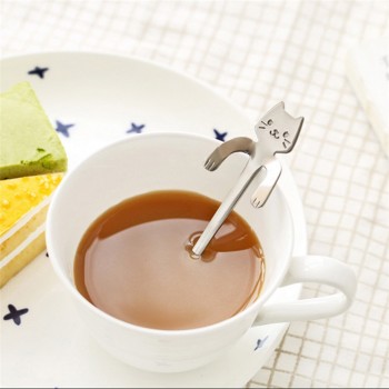 Creative Coffee Spoon Cat Spoon Long Handle Spoons Flatware Drinking Tools Kitchen Gadget 11.8*1.8cm Oct#1
