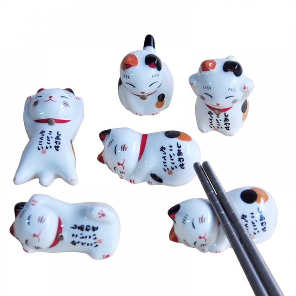 Lucky cat Chopsticks Holder Japanese ceramic chopsticks care Ceramic Lucky Cat Home Hotel Ceramics Cute