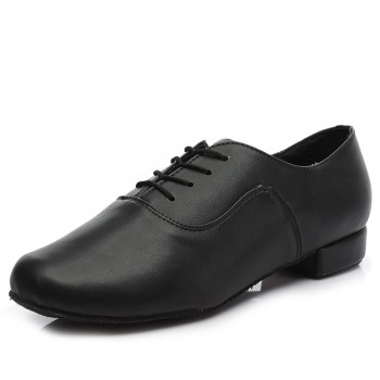Brand New Men Latin Salsa Tango Dance Shoes Modern Tango Salsa Leather Ballroom Square Heels Adults Children Boys Dancing Party