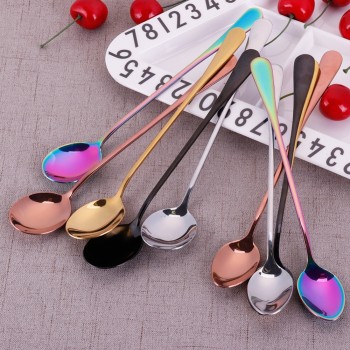 Stainless Steel Spoon With Long Handle Ice Spoon Coffee Spoon Tea Home Kitchen Tableware Spoons Size 19.5 CM #260599