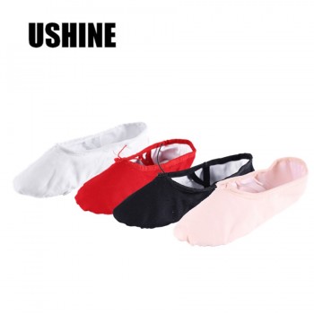 USHINE Black Red Pink White Canvas Flat Yoga Teacher Gymnastic ballet Dance shoes Childrens Ballet For Girls Women