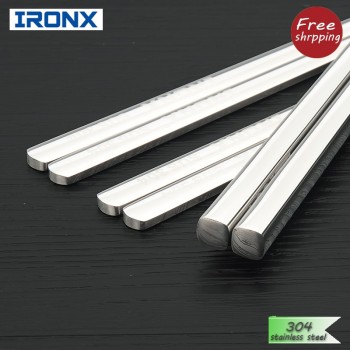 IRONX flat chopsticks stainless steel korean chop sticks reusable metal food sticks for kids adult (1pairs)