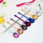 Stainless Steel Spoon Coffee Guitar Shape Music Theme Tea Stirring Spoon Small Ice Cream Dessert Scoop Creative Flatware Gifts