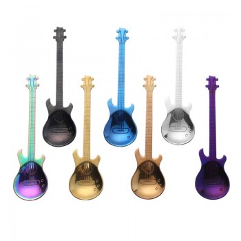 Stainless Steel Spoon Coffee Guitar Shape Music Theme Tea Stirring Spoon Small Ice Cream Dessert Scoop Creative Flatware Gifts