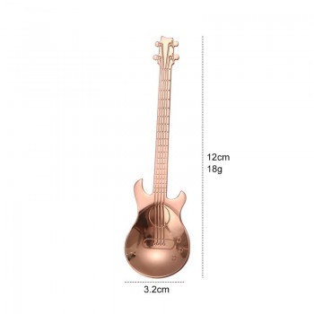 Stainless Steel Spoon Coffee Guitar Shape Music Theme Tea Stirring Spoon Small Ice Cream Dessert Scoop Creative Flatware Gifts