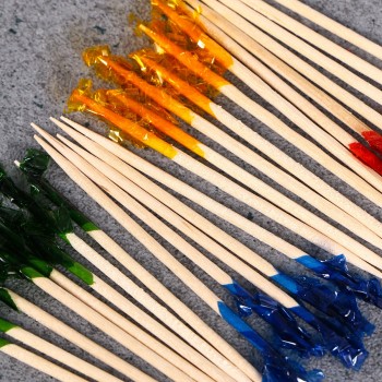 100pcs Bamboo Fruit Picks Colorful Strip Flower Pick Cocktail Sticks Pick Sandwich Fruit Toothpicks Party Supplies Random Color