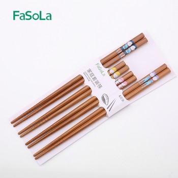 FaSoLa 4pair/set Natural Bamboo Wood Chopsticks Family Set Adult children Restaurant Sushi Chinese hot food Reusable Chopsticks