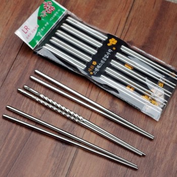 5 Pairs Stainless Steel Square Chopsticks Chinese Stylish Healthy Light Weight Chinese Chopsticks Metal Non-slip Design Kitchen