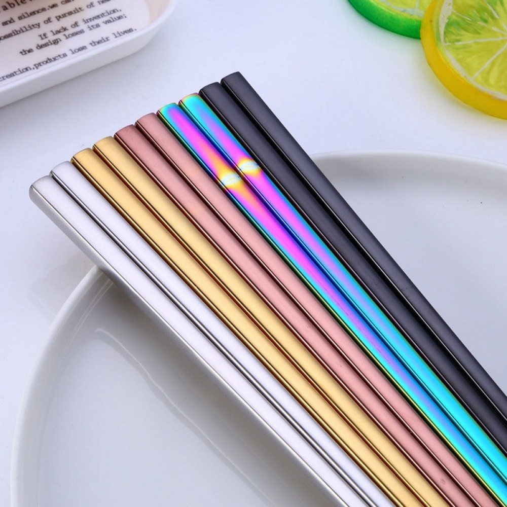 Creative Rainbow Chopsticks Food Grade 304 Stainless Steel Titanium Plating Tableware Mirror Polished XH8Z JY04