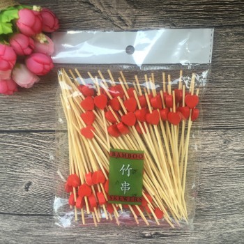 100pc12cm Heart Flower Bamboo Pick Buffet Cupcake Fruit Fork Party Dessert Salad Stick Cocktail Skewer for Wedding Decor