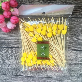 100pc12cm Heart Flower Bamboo Pick Buffet Cupcake Fruit Fork Party Dessert Salad Stick Cocktail Skewer for Wedding Decor