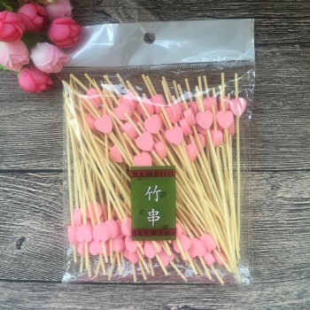 100pc12cm Heart Flower Bamboo Pick Buffet Cupcake Fruit Fork Party Dessert Salad Stick Cocktail Skewer for Wedding Decor