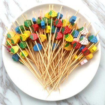 100pc12cm Heart Flower Bamboo Pick Buffet Cupcake Fruit Fork Party Dessert Salad Stick Cocktail Skewer for Wedding Decor