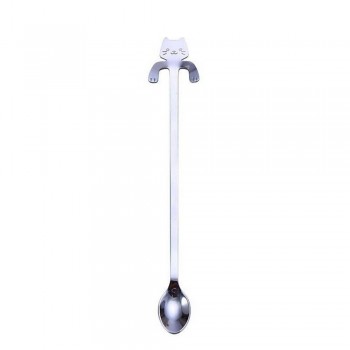 Creative Cat long handle stainless steel tea coffee spoons Handle Spoons Flatware Coffee Drinking Tools Kitchen Gadget 2O0110