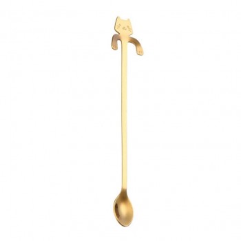 Creative Cat long handle stainless steel tea coffee spoons Handle Spoons Flatware Coffee Drinking Tools Kitchen Gadget 2O0110