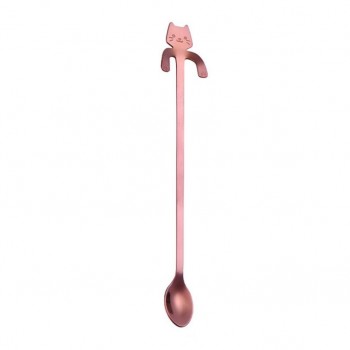 Creative Cat long handle stainless steel tea coffee spoons Handle Spoons Flatware Coffee Drinking Tools Kitchen Gadget 2O0110