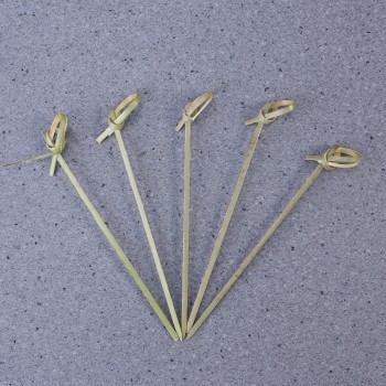 100pcs Disposable Bamboo Knot Skewers Cocktail Picks with Twisted Ends for Cocktail Party Barbeque Snacks Club Sandwiches