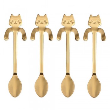 4pcs/set Creative Cartoon Cat Coffee Spoons Stainless Steel Ice Cream Candy Teaspoon Kitchen Tableware Supplies