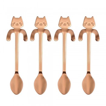 4pcs/set Creative Cartoon Cat Coffee Spoons Stainless Steel Ice Cream Candy Teaspoon Kitchen Tableware Supplies