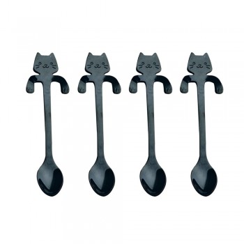 4pcs/set Creative Cartoon Cat Coffee Spoons Stainless Steel Ice Cream Candy Teaspoon Kitchen Tableware Supplies