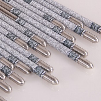 5 pairs of high-end Korean hot models hollow stainless steel chopsticks Green chopsticks Printing process